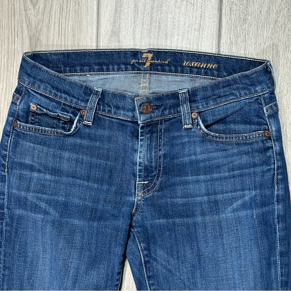 7 FOR ALL MANKIND 7FAM ROXANNE Whiskered Low Rise Skinny Jeans 27 - Picture 2 of 12